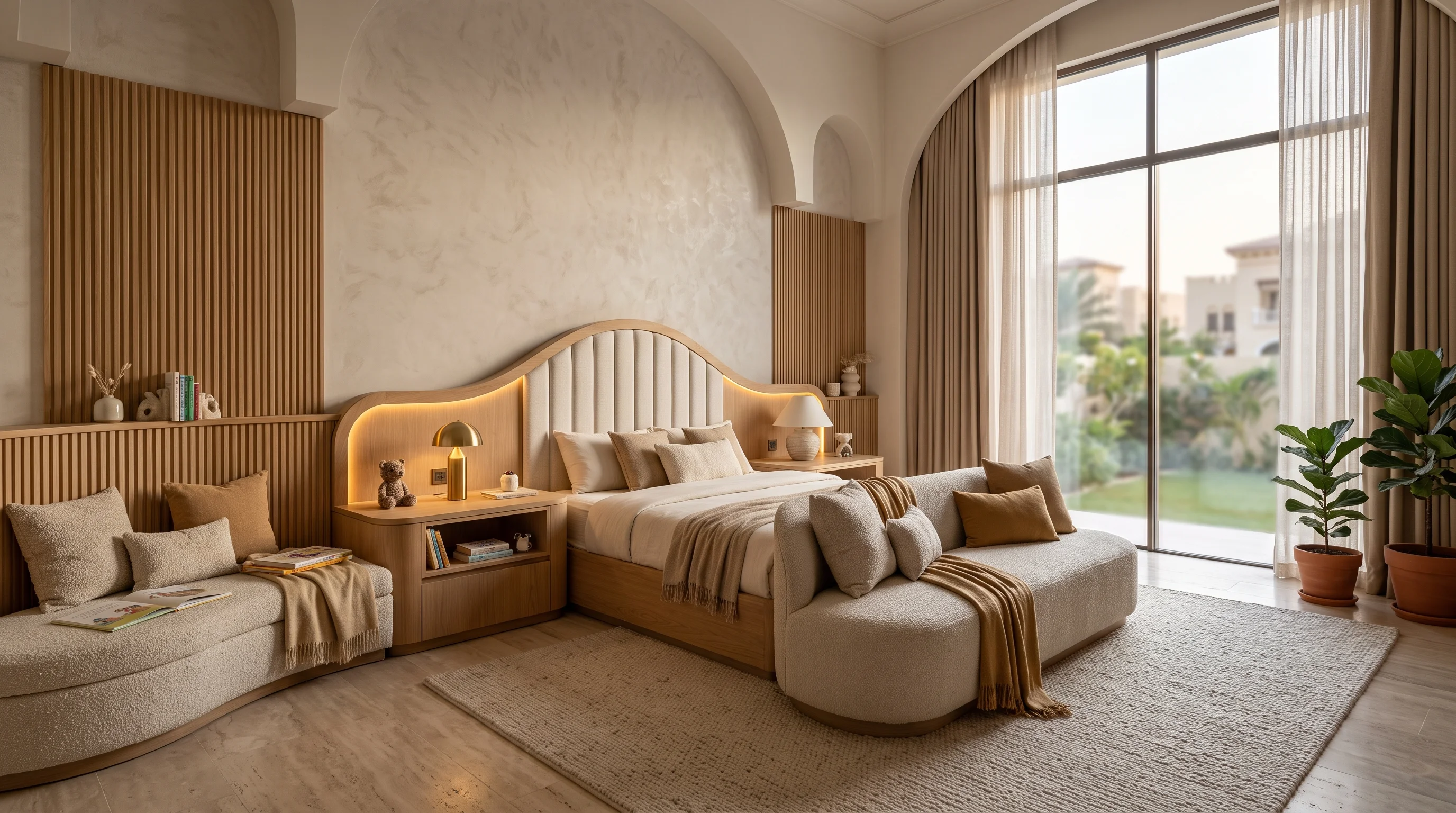 Triple bunk complex with integrated shelving in Al Rayyan estate